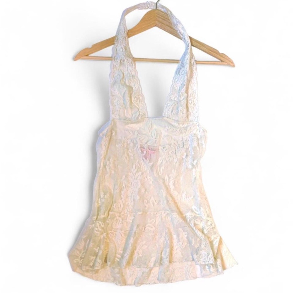 Victoria's Secret Lace Halter Chemise - Cream